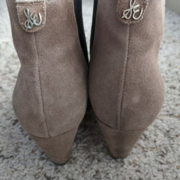 Sam Edelman Taupe Morillo Suede Ankle Boots Size 8 - Picture 3 of 6